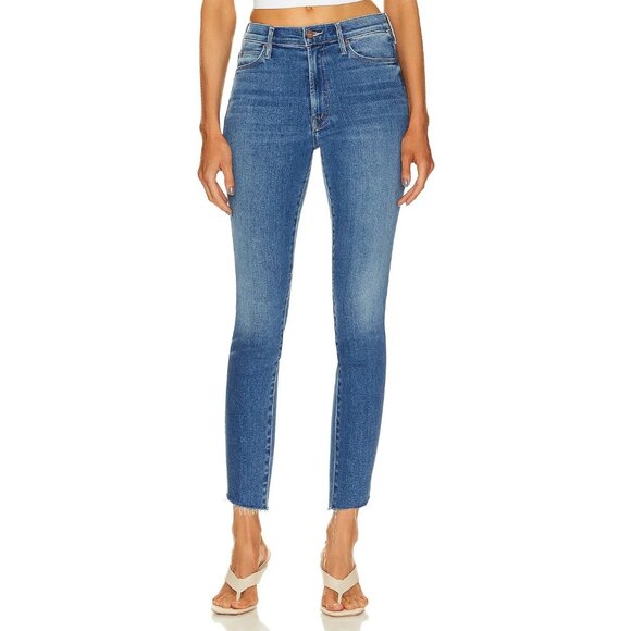 MOTHER Stunner Zip Ankle Step Fray Jeans Stretch Denim Happy Pill size 34 - Picture 2 of 15